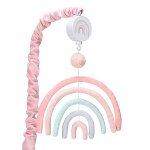 Lambs & Ivy Watercolor Pastel Rainbow/Pom Pom Musical Baby Nursery Crib Mobile - 1 of 4