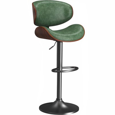 Gikpal Barstools, Adjustable Bentwood Barstools, Modern PU Leather Upholstered Bar Chair with Back and Footrest, for Bar, Dining Room