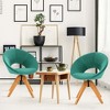 Costway Set of 2 Swivel Accent Chair Modern Velvet Vanity Chair w/ Wood Legs - 2 of 4