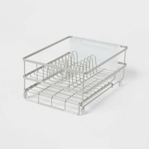 Space Saver Steel Dish Rack with Utensil Tray Matte Nickel - Brightroom™: Freestanding Expandable Dish Drying Rack - 1 of 3