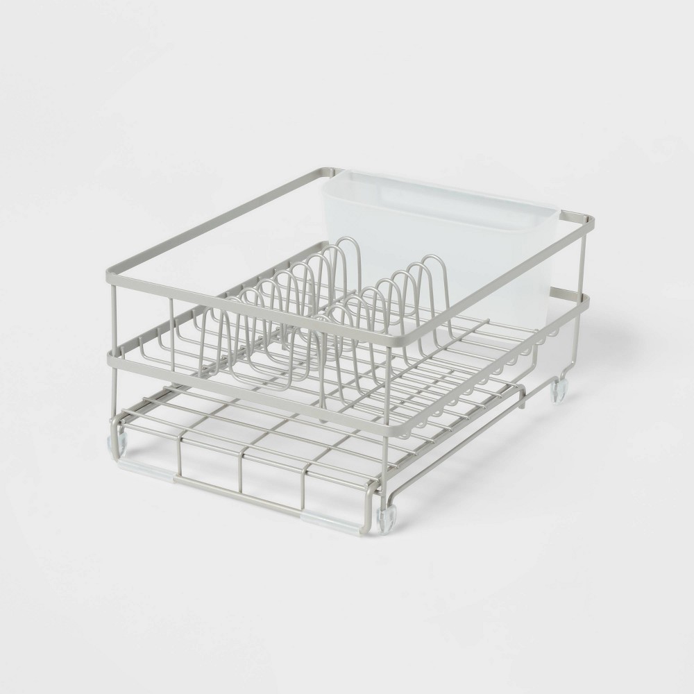 Space Saver Steel Dish Rack with Utensil Tray Matte Nickel - Brightroomâ„¢