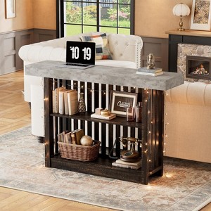 TackView 63" Long Bar Table-Counter Bar Height Pub Table with 2 Tier Storage Shelves,Only Table - 1 of 4