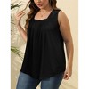 Women's Tank Tops Loose Fit Pleated Square Neck Sleeveless Tops Shirts Curved Hem Summer Outfit - 4 of 4