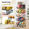 Simple Trending 6 Tier Rolling Cart, Stackable Fruit Vegetable Basket with Wheels and 2 Hanging Basket,Metal Wire Basket Stand, Black - 3 of 4
