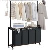 Laundry Sorter 2/3/4 Section with Rolling Hamper, Hanging Rack, Shelf & Lockable Wheels, Heavy Duty Laundry Organizer Cart for Bedroom/Bathroom - 2 of 4