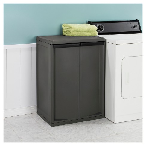 sterilite® 2-shelf garage or utility storage cabinet - flat gray