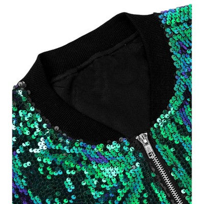 Мужские куртки INSPIRE CHIC Men's Party Disco Club Sequins Bomber Jacket Green XX-Large — фото 5