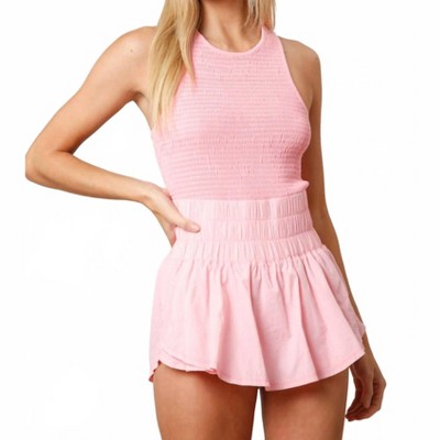 Women's Lynn Smocked Chest Romper - Peach Love