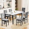 Hooseng 7-Piece Dining Room Table and Chairs Set for 6, Modern Kitchen Table Set with Faux Marble & Metal Frame & 6 Velvet Chairs - 2 of 4