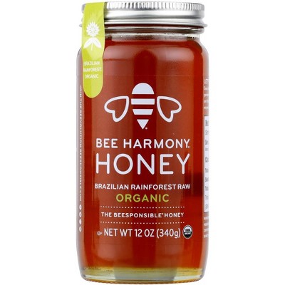 Bee Harmony Brazilian Rainforest Raw Organic Honey - 6 pack, 12 oz