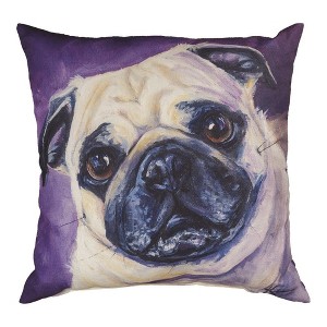 18 Inch Decorative Climaweave Pillow – Pug Dog Design by Manual Woodworkers and Weavers - 1 of 3