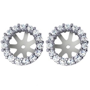 Pompeii3 5/8ct  Diamond Earring Studs Halo Jackets 14 Kt (7-7.5mm) - 1 of 4