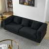 AENKYO 81" Oversized 3-Seater Sofa, Modern Teddy Fabric for Living Room, Comfortable Deep Seating Sleep Sofa, Black - 2 of 4