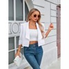 Women's Notched Lapel Ruched Sleeve Jackets Business Cropped Blazer - 2 of 4