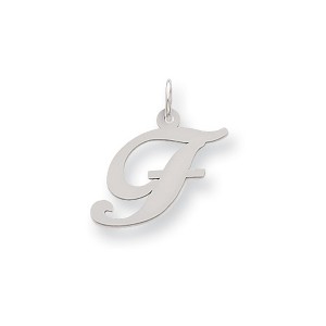 Black Bow Jewelry 14k White Gold, Ella Collection, LG Fancy Script Initial Pendant A-W - 1 of 4
