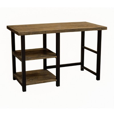 Pomona 48" Medium Brown Birch Wood Desk with Metal Legs