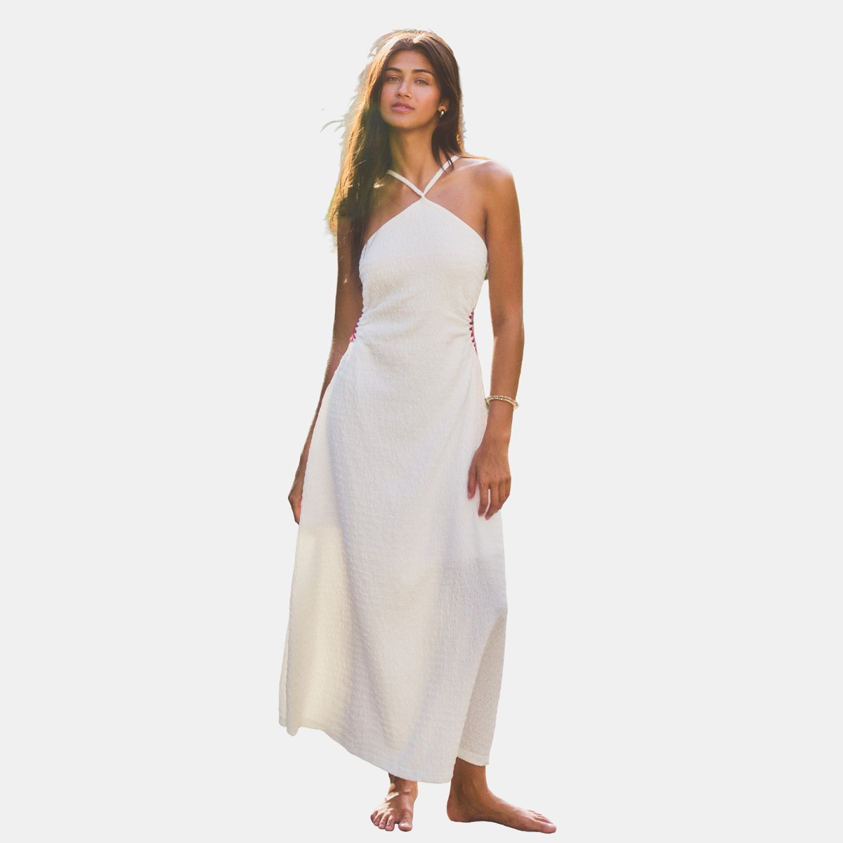 Женские платья Cupshe Women's Criss-Cross Backless Maxi Dress with Side Cutout-L-White — фото 6