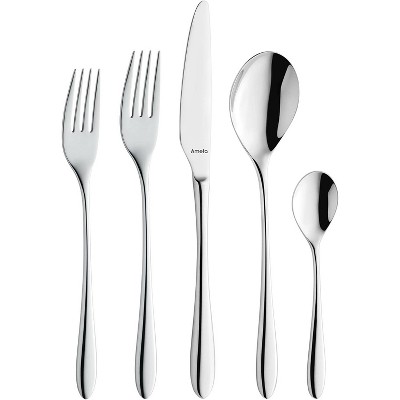 Amefa Cuba 20-Piece Premium 18/10 Stainless Steel Flatware Set, High Gloss Mirror Finish, Silverware Set Service for 4, Rust Resistant Cutlery