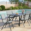 Garvee 71″ Marine‑Grade Aluminum Outdoor Dining Table Set with Umbrella Hole, 6 Aluminum Outdoor Dining Chairs with Quick-Dry Textilene Fabric - 4 of 4
