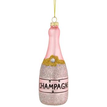 Northlight 5.5" Glittered Champagne Bottle Glass Christmas Ornament