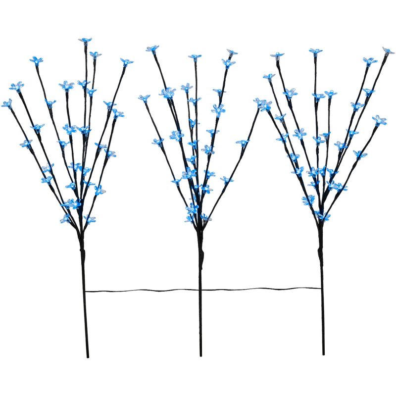 Northlight Set of 3 Pre-Lit Cherry Blossom Artificial Tree Branches 2.5' - Blue LED Lights, 3 of 10