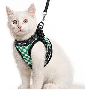 rabbitgoo Cat Harness and Leash, Escape Proof Cat Walking Harness for Small Cats, Mesh Kitten Harness, Harness with Reflective Strips, Green Plaid, S - 1 of 1