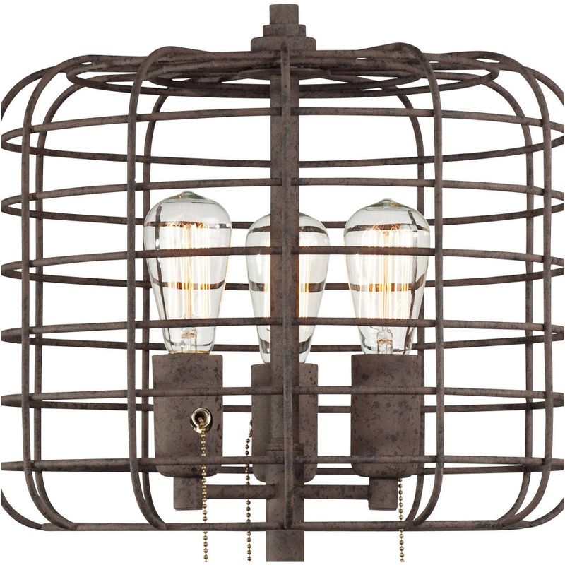 Franklin Iron Works Edison Industrial Rustic Farmhouse Table Lamp 30" Tall Rust Brown Open Metal Cage for Bedroom Living Room Bedside Nightstand Kids, 3 of 10