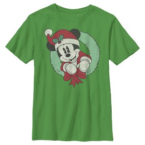 Boy's Disney Festive Mickey Mouse Wreath T-Shirt - 1 of 4