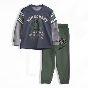 Minecraft Creeper Boys 2-Piece Jersey Set, Long Sleeve Active Mesh T-Shirt & Jogger Pants - 1 of 4