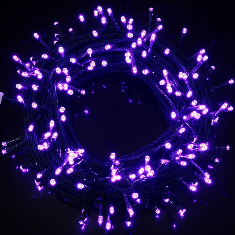 Joiedomi 200 Purple LED Green Wire String Lights, 8 Modes, 4 of 6