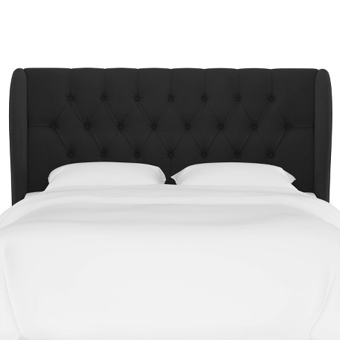 Full Tufted Upholstered Wingback Headboard Velvet Black Threshold Target