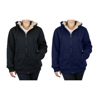 Rudoplh  Women's Loose Fit Heavyweight Hoodie With Faux Shearling Lining-2 Pack
