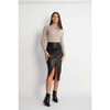 Women Sleek Ruched Faux Leather Midi Skirt High Waisted Split Hem Pencil Skirt - 2 of 4