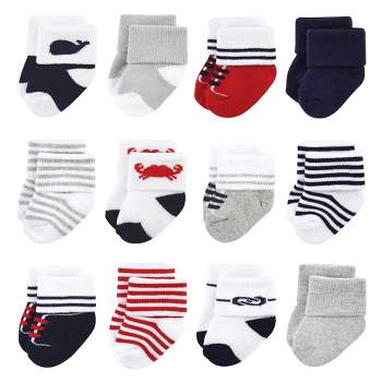 Luvable Friends Infant Boy Newborn and Baby Terry Socks, Nautical