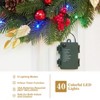 Pre-Lit Christmas Wreath with 40 Colorful Lights, Artificial Xmas Wreath Decorated with Pine Cones - 2 of 4