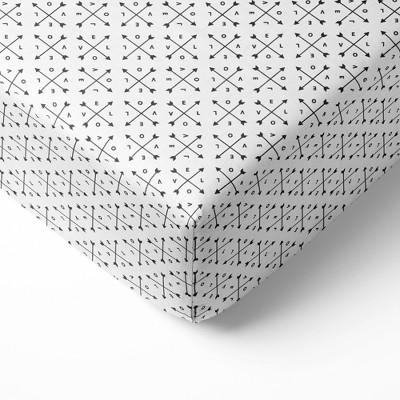 Bacati - Love Black Muslin 100 percent Cotton Universal Baby US Standard Crib or Toddler Bed Fitted Sheet