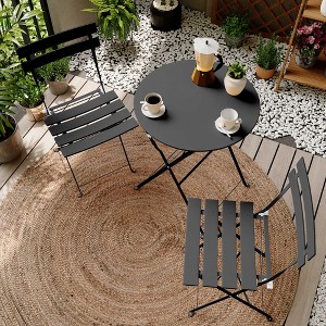 LAUSAINT HOME 3-Piece Outdoor Folding Bistro Set Black - 1 of 4