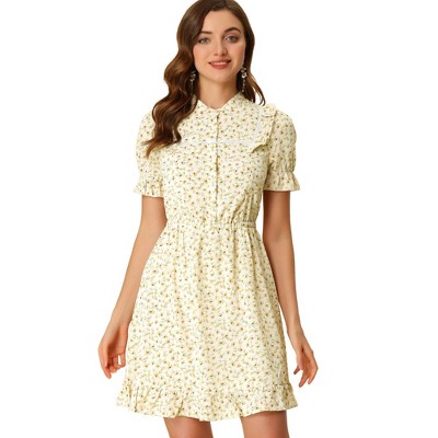 INSPIRE CHIC Women's Stand Collar Relaxed Fit Floral Dresses