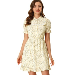 INSPIRE CHIC Women's Stand Collar Relaxed Fit Floral Dresses - 1 of 4