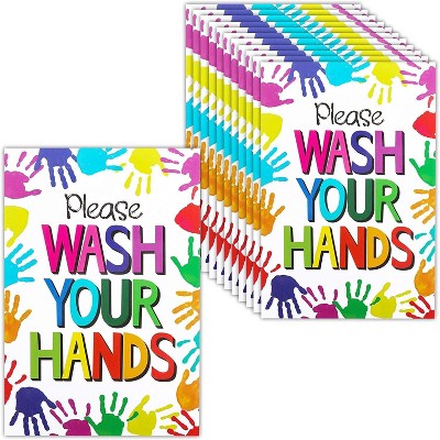 Bright Creations 12 Pack Hand Washing Station Signs for Kids, Please Wash Your Hands (4 x 6 Inches)