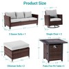 Sonkuki 6-Piece Patio Sofa with Square Fire Pit Table and Swivel Rocking Chairs, Conversation Couch with Cushion - 3 of 4