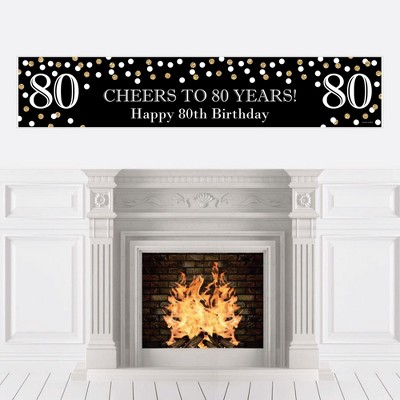 Big Dot of Happiness Adult 80th Birthday - Gold - Happy Birthday Decorations Party Banner