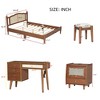 3-Piece Bedroom Set with Queen/Full Size Wooden Bed, 1 Vintage Nightstand and 1 Makeup Vanity Set with Stool 4B - ModernLuxe - 3 of 4