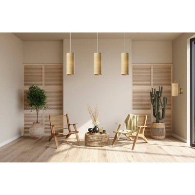 Antique Brass Wall Sconce with Woven Paper Shade