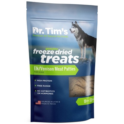 Dr. Tim's Pet Food Freeze Dried Elk/Venison Patties Dog Treats -18oz