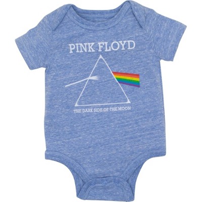 Image of Pink Floyd Infant Baby Boys Cuddly Short Sleeve Bodysuit Light Blue Heather 3-6 Months