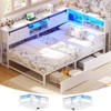 Aheaplus Rebersible Daybed with Bookcase and Drawer, Corner Bed Frame with Sliding Door, White - 3 of 4