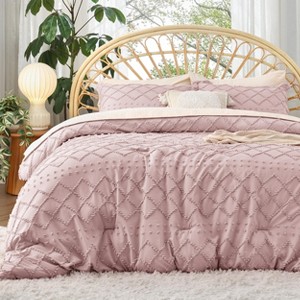 Bedsure | 3Pcs Comforter Bedding Set with Intricate Solid Embroidery - 1 of 4