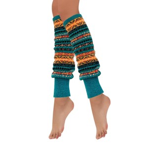 Wrapables Women's Bohemian Winter Warm Long Leg Warmers, Knee High Boot Socks, Teal - 1 of 4