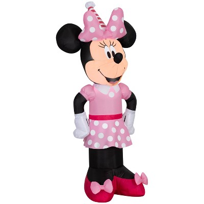 Gemmy Airblown Inflatable Minnie w/Party Hat Disney, 4 ft Tall, Pink